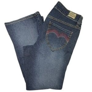 Paris Blues Jeans 16 Blue Vintage Y2K Heart Pocket Flare Low Rise Made in USA